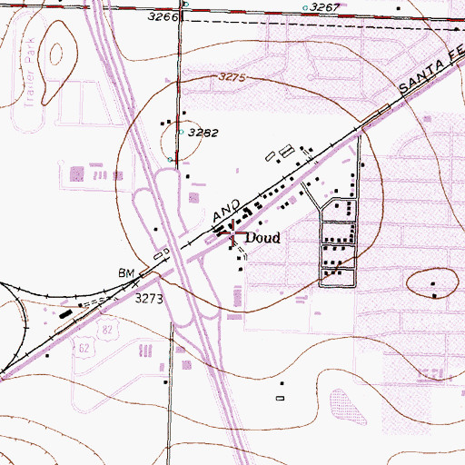 Topographic Map of Doud, TX