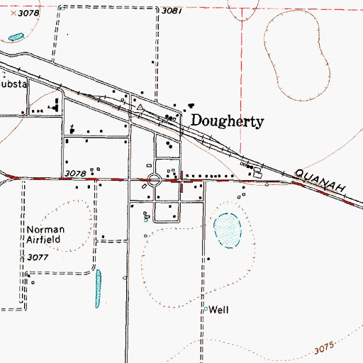 Topographic Map of Dougherty, TX