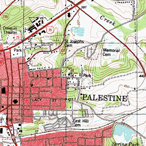 Topographic Map of Douglas School, TX
