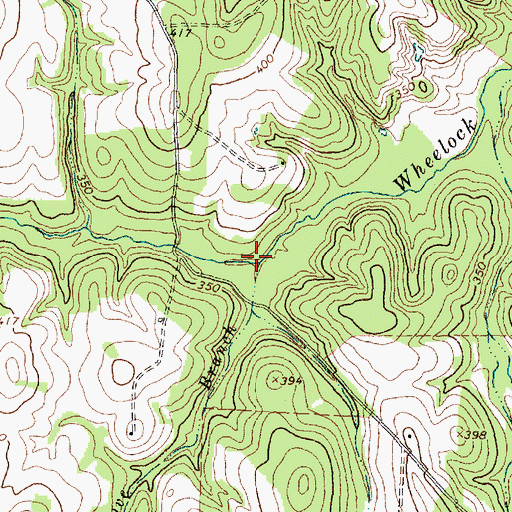 Topographic Map of Dove Branch, TX