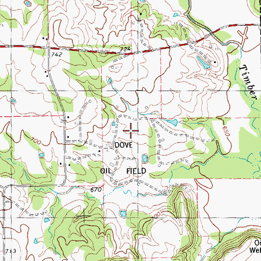 Topographic Map of Dove Oil Field, TX