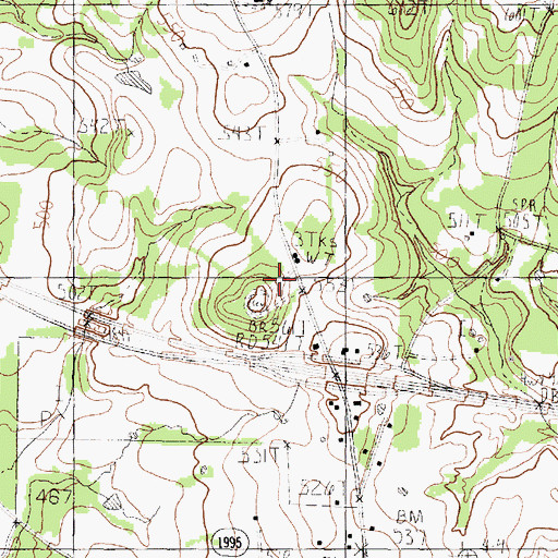Topographic Map of Dover Cemetery, TX