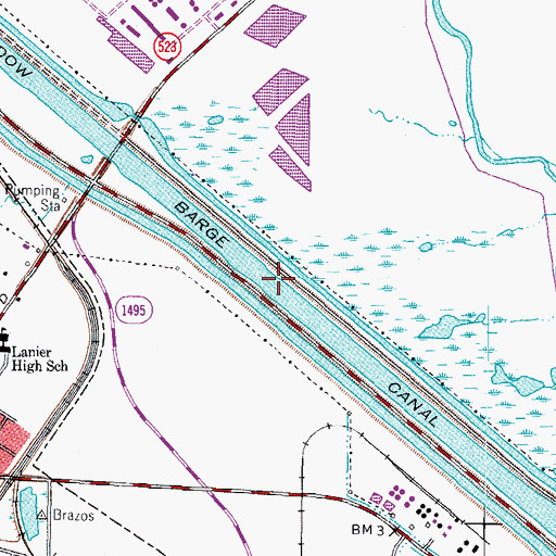 Topographic Map of Dow Barge Canal, TX