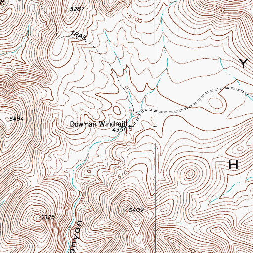 Topographic Map of Dowman Windmill, TX