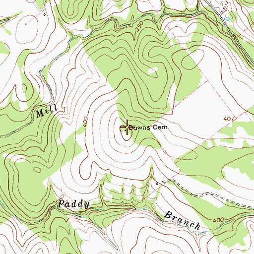 Topographic Map of Downs Cemetery, TX