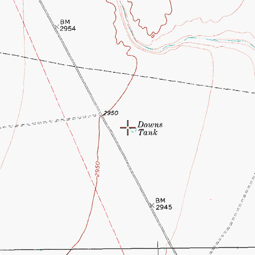 Topographic Map of Downs Tank, TX