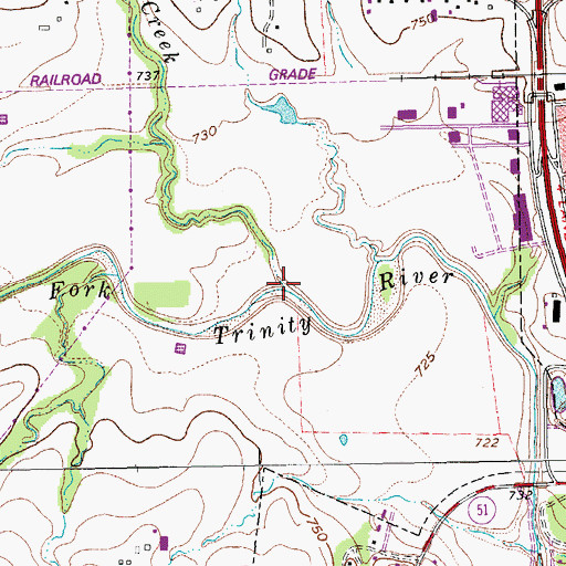 Topographic Map of Dozier Creek, TX
