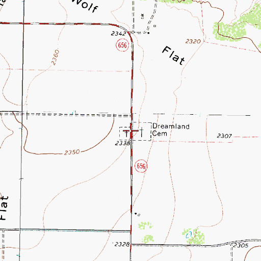 Topographic Map of Dreamland Cemetery, TX