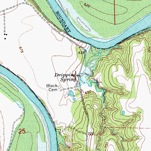 Topographic Map of Dripping Spring, TX