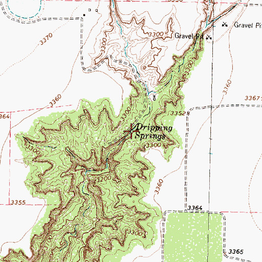 Topographic Map of Dripping Spring, TX