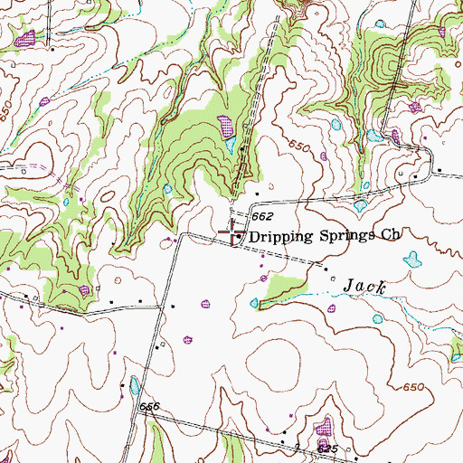 Topographic Map of Dripping Springs Church, TX