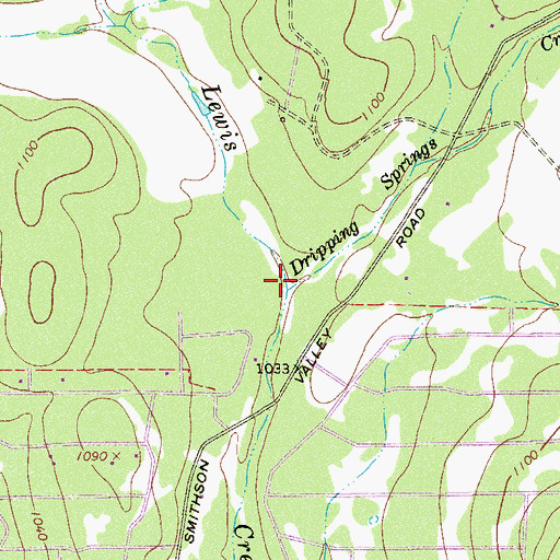 Topographic Map of Dripping Springs Creek, TX