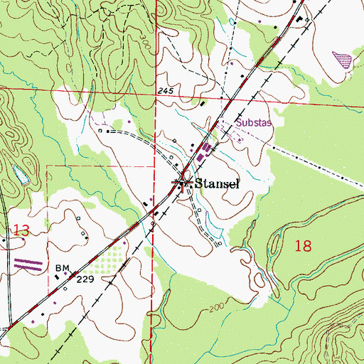 Topographic Map of Stansel Church, AL