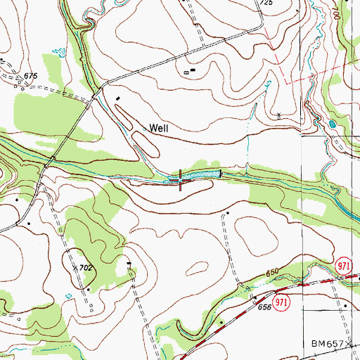 Topographic Map of Dry Berry Creek, TX