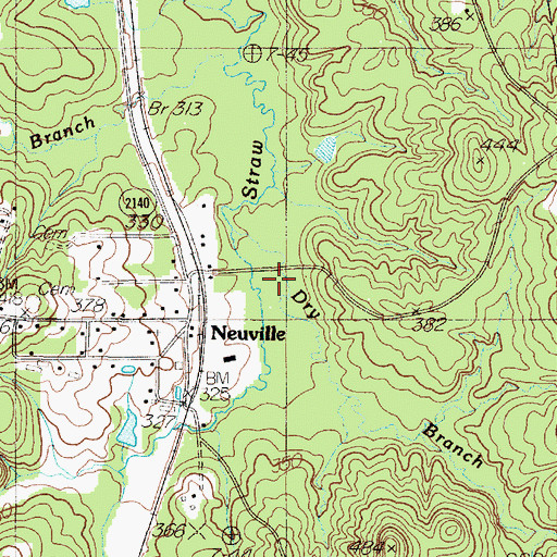Topographic Map of Dry Branch, TX