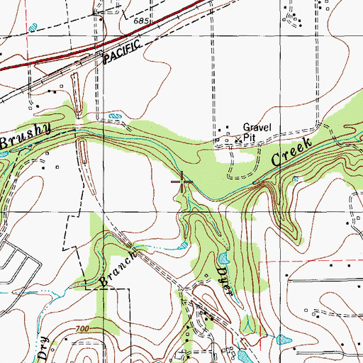 Topographic Map of Dry Branch, TX