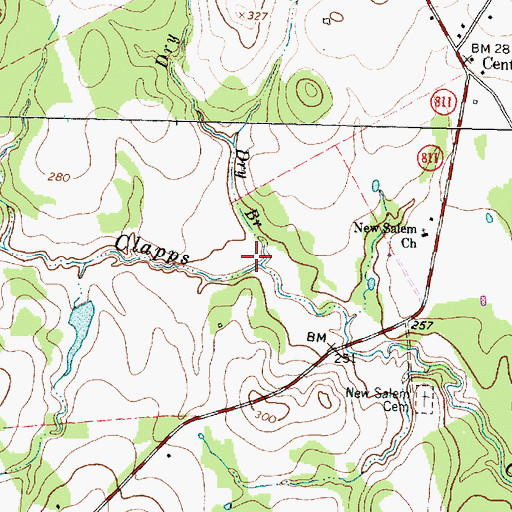 Topographic Map of Dry Branch, TX