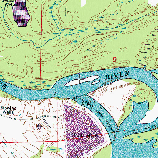 Topographic Map of Streets Island, AL