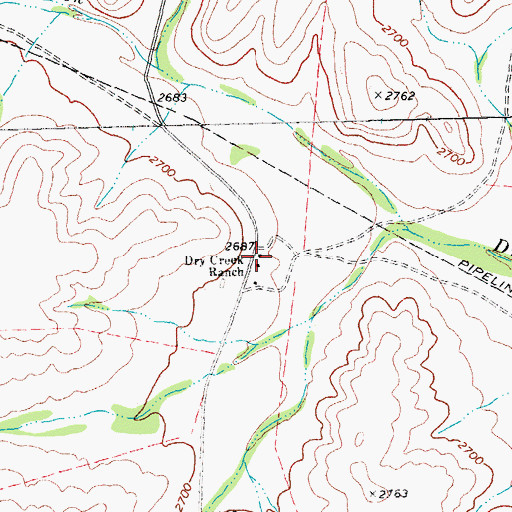 Topographic Map of Dry Creek Ranch, TX
