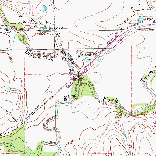 Topographic Map of Dry Elm Creek, TX