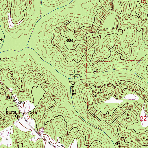 Topographic Map of Thornton Branch, AL