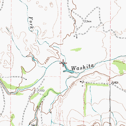 Topographic Map of Dry Fork Washita River, TX
