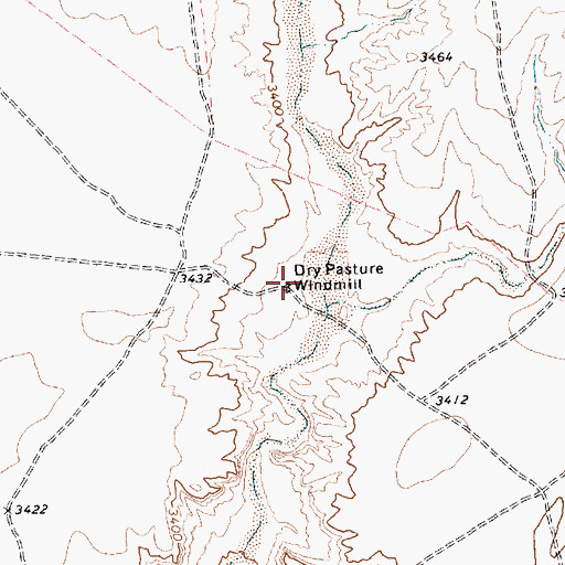 Topographic Map of Dry Pasture Windmill, TX
