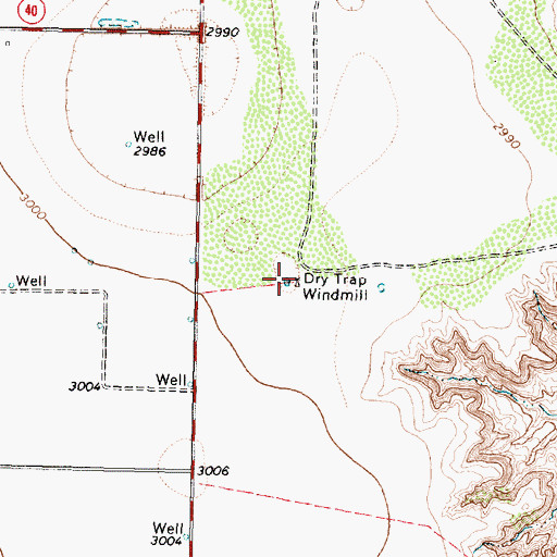 Topographic Map of Dry Trap Windmill, TX