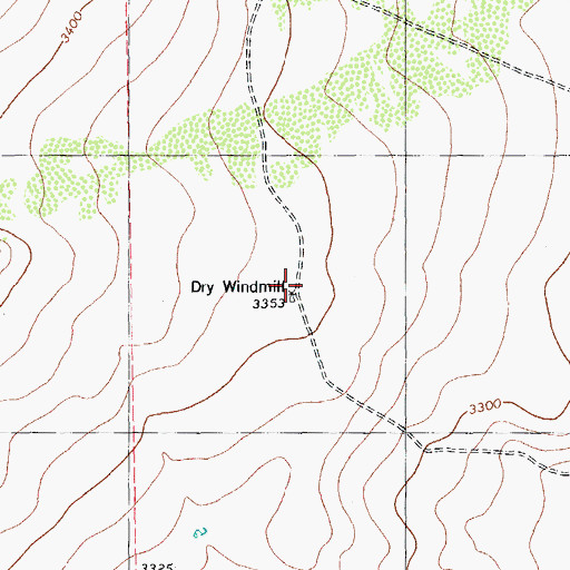 Topographic Map of Dry Windmill, TX
