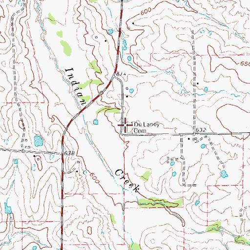 Topographic Map of Du Laney Cemetery, TX