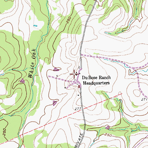Topographic Map of DuBose Ranch Headquarters, TX