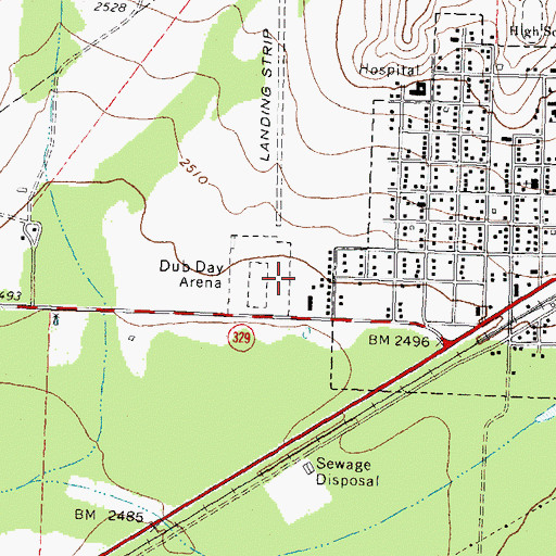 Topographic Map of Dub Day Arena, TX