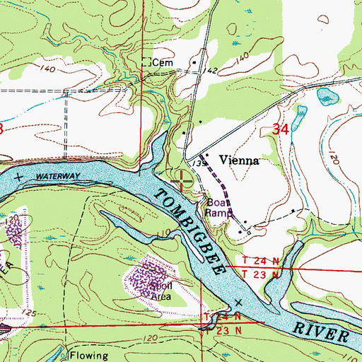 Topographic Map of Vienna Access Area, AL