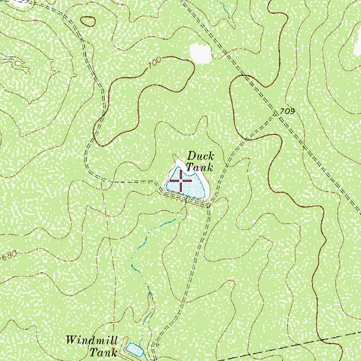 Topographic Map of Duck Tank, TX