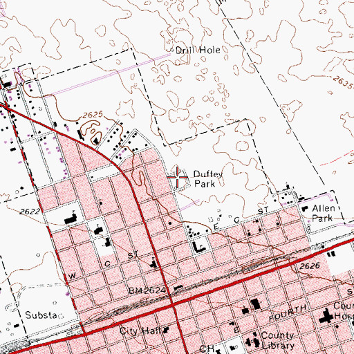 Topographic Map of Duffey Park, TX