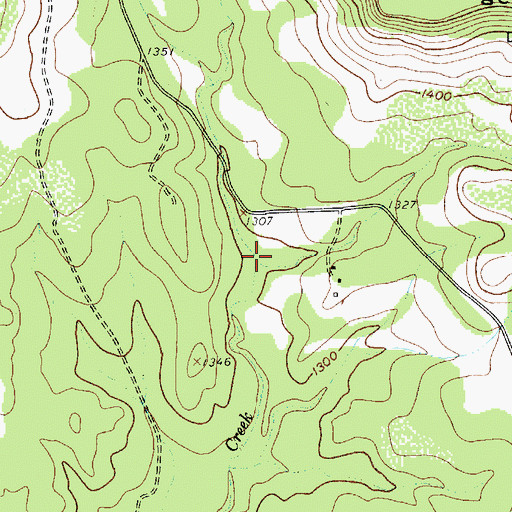 Topographic Map of Dugout Creek, TX