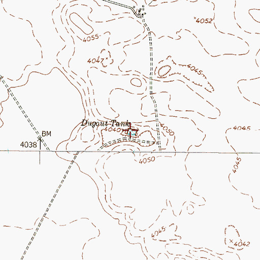 Topographic Map of Dugout Tank, TX