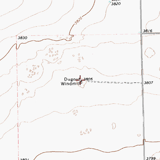 Topographic Map of Dugout Windmill, TX