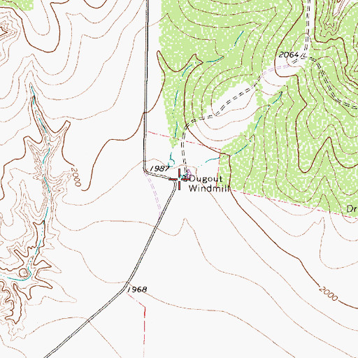 Topographic Map of Dugout Windmill, TX