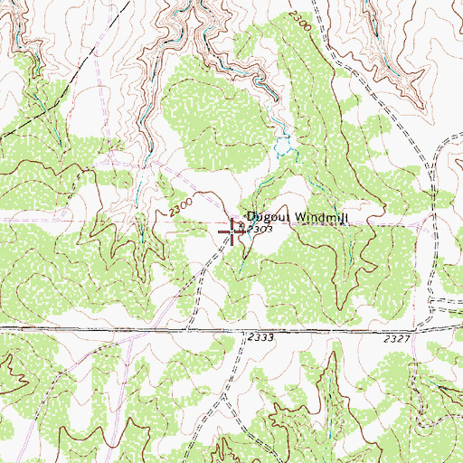 Topographic Map of Dugout Windmill, TX