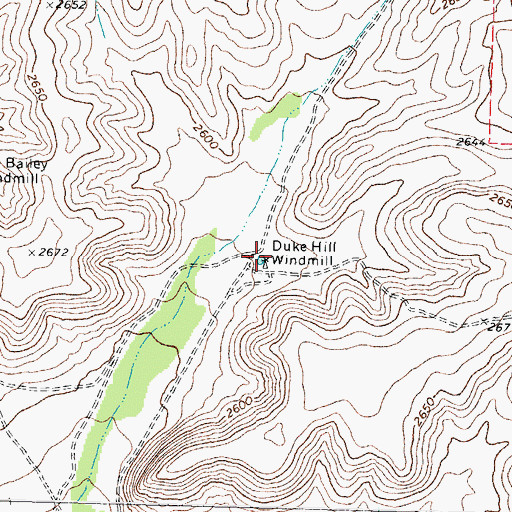 Topographic Map of Duke Hill Windmill, TX
