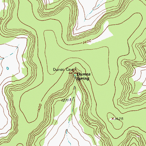 Topographic Map of Dumas Spring, TX