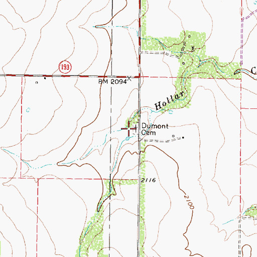 Topographic Map of Dumont Cemetery, TX