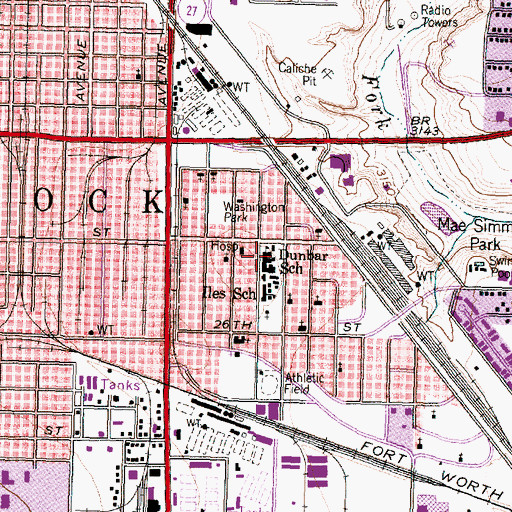 Topographic Map of Dunbar School, TX