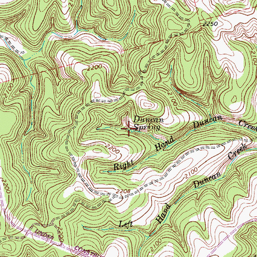 Topographic Map of Duncan Spring, TX