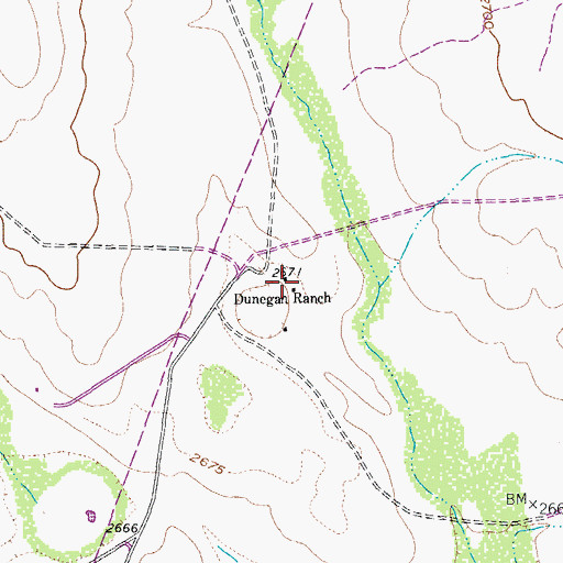 Topographic Map of Dunegan Ranch, TX