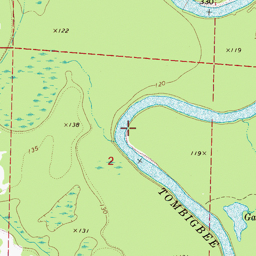 Topographic Map of Wilkinson Bar, AL