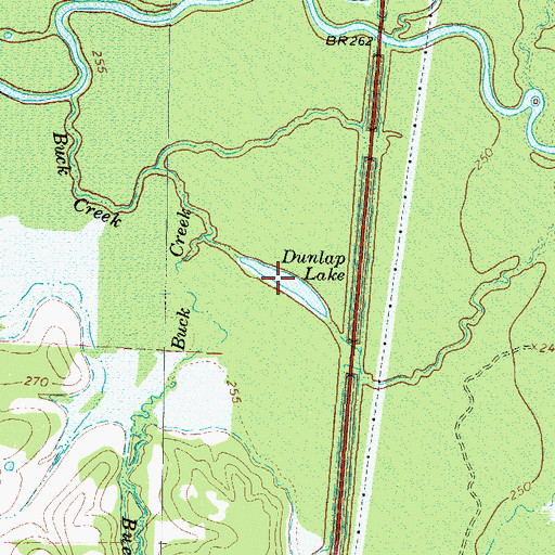 Topographic Map of Dunlap Lake, TX