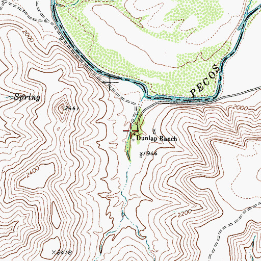 Topographic Map of Dunlap Ranch, TX