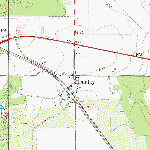 Topographic Map of Dunlay, TX